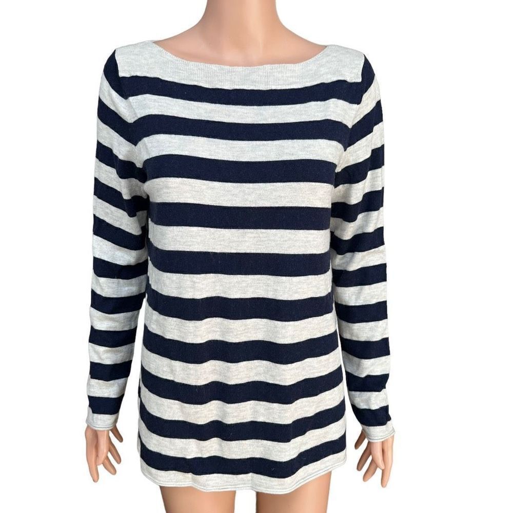 GAP navy/grey striped wool blend sweater size M